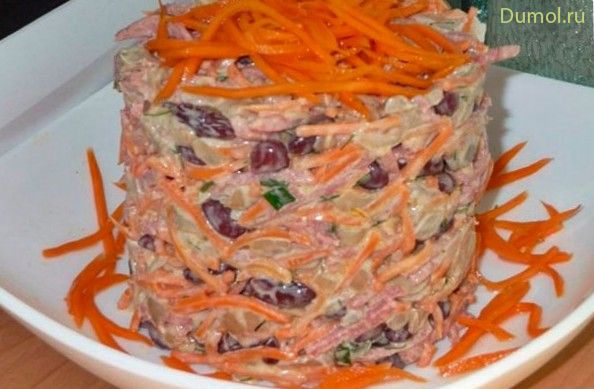 Салат «Фасолинка» с шампиньонами