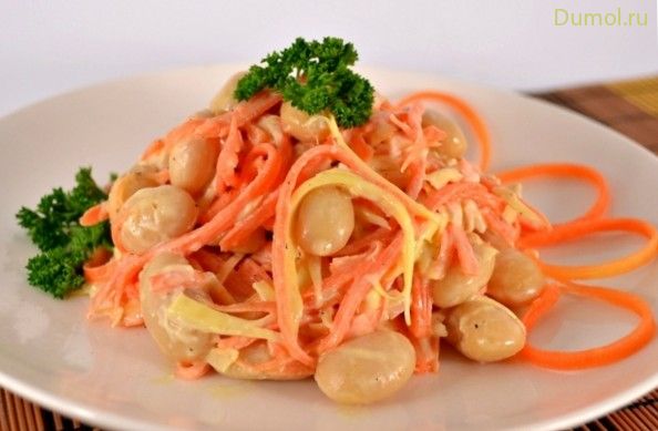 Салат из курицы, белой фасоли и моркови (салат, курицы) Салат из курицы, белой фасоли и моркови