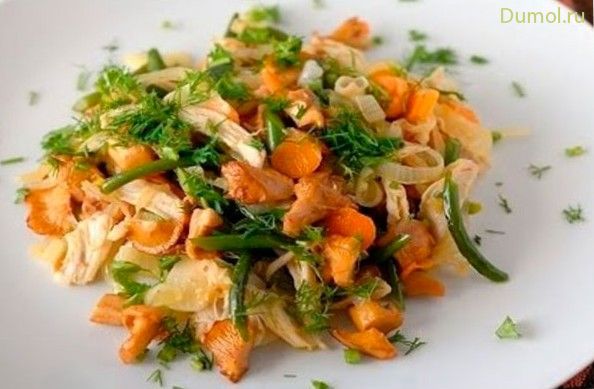 Салат из курицы и лисичек