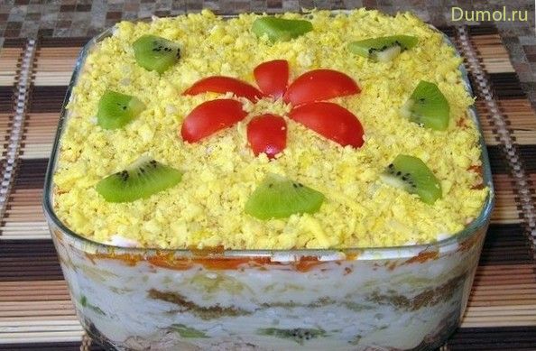 Салат из курицы с морковью по-корейски и киви (салат, курицы, киви) Салат из курицы с морковью по-корейски и киви