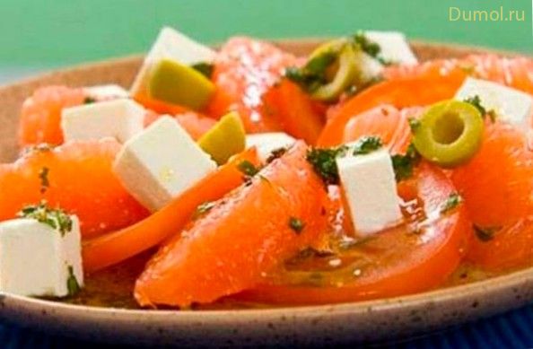 Салат из помидоров, сыра и грейпфрута (салат, помидоров, сыра) Салат из помидоров, сыра и грейпфрута