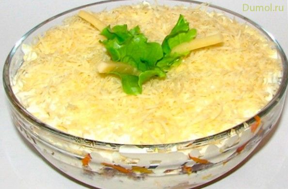 Салат из шампиньонов и сардины