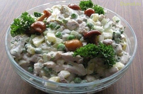 Салат из телятины с опятами и картофелем (салат, телятины, опятами) Салат из телятины с опятами и картофелем