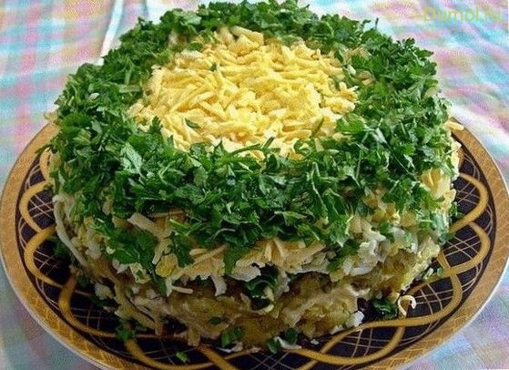 Салат «Язычок под шубкой» с грибами