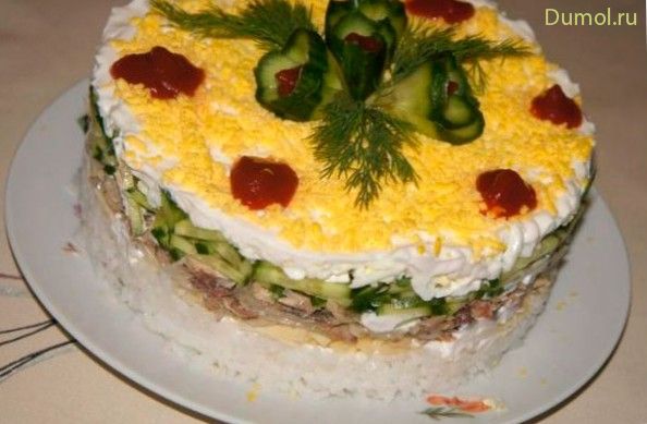 Салат «Капля воды» с рисом и тунцом