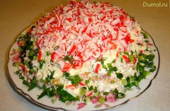 Салат «Крабовая шубка» слоеный (салат, крабовая) Салат «Крабовая шубка» слоеный