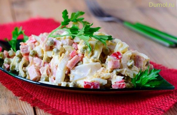 Салат «Нежный» с ветчиной и кальмаром (салат, нежный, ветчиной) Салат «Нежный» с ветчиной и кальмаром