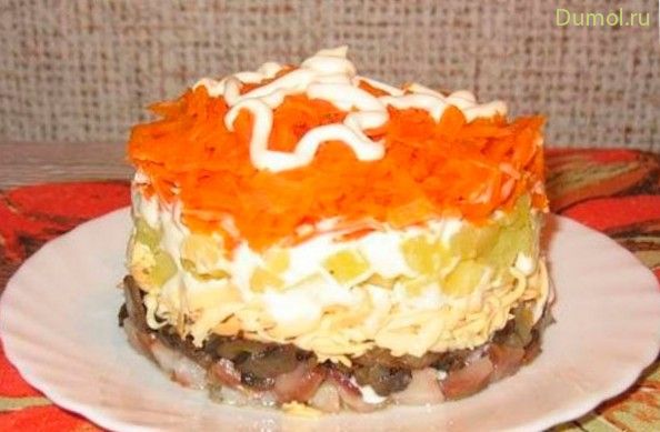 Салат «Лисья шуба» с грибами (салат, лисья, шуба) Салат «Лисья шуба» с грибами