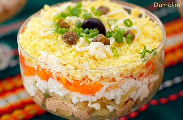 Салат «Оля-ля» с яблоком и курицей