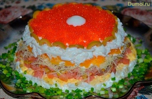 Салат-перевертыш с семгой и апельсином