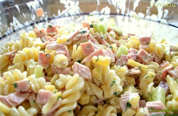 Салат по-французски с макаронами и мясом (салат, по-французски, макаронами, свинина) Салат по-французски с макаронами и мясом