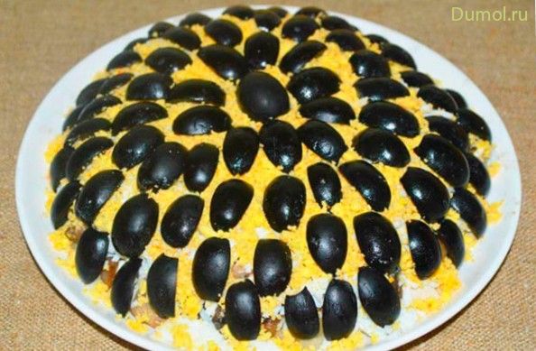 Салат «Подсолнух» с жареной курицей (салат, подсолнух, жареной) Салат «Подсолнух» с жареной курицей