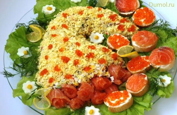 Салат «Рог изобилия» с красной рыбой (салат, изобилия) Салат «Рог изобилия» с красной рыбой