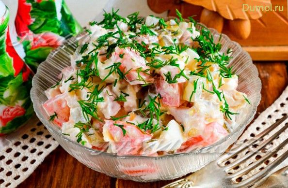 Салат «Русская красавица» с курицей и ветчиной (салат, русская, красивая) Салат «Русская красавица» с курицей и ветчиной