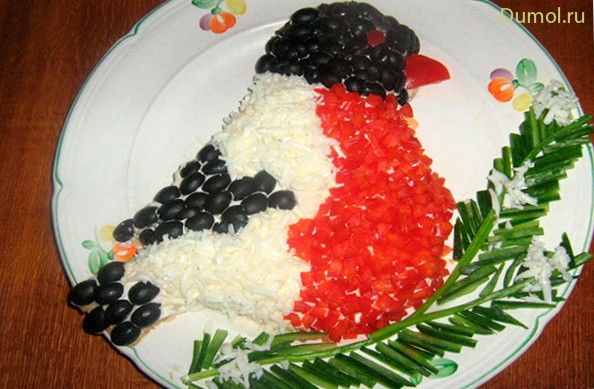 Салат «Снегирь» с красной рыбой (салат, снегирь) Салат «Снегирь» с красной рыбой