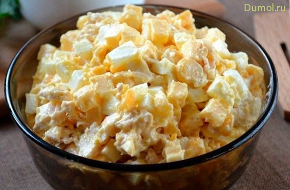 Салат «Сытный» с курицей и кукурузой (салат, сытный, курицей) Салат «Сытный» с курицей и кукурузой