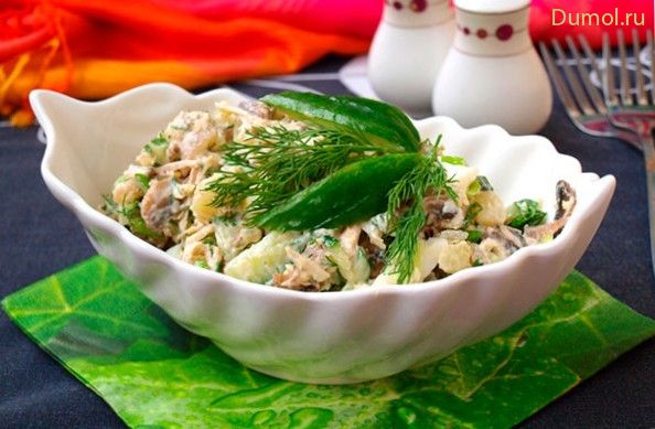 Салат «Ветхий мельник» с шампиньонами (салат, ветхий, мельник) Салат «Ветхий мельник» с шампиньонами