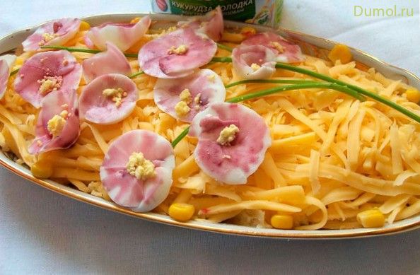 Салат «Ветка сакуры» с ананасом (салат, ветка, сакуры) Салат «Ветка сакуры» с ананасом