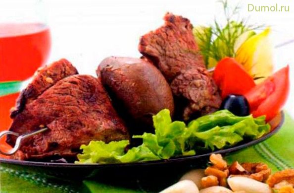 Шашлык из баранины с бараньей почкой по-карски (шашлык, баранины, бараньей) Шашлык из баранины с бараньей почкой по-карски