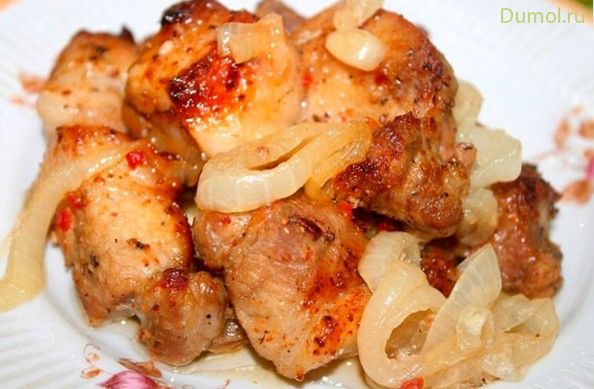 Шашлык из свинины в лимонном соусе в духовке