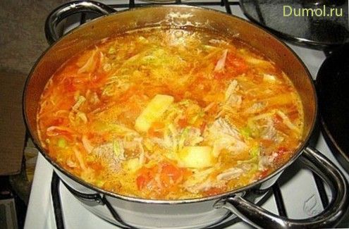 Щи на курином бульоне с капустой