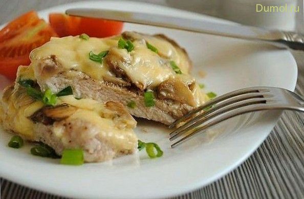 Сочная свинина с шампиньонами и сыром (сочная, свинина) Сочная свинина с шампиньонами и сыром