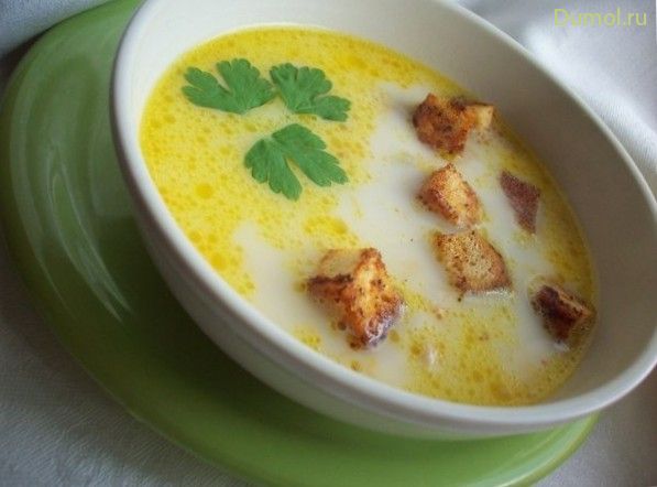 Быстрый суп из плавленых сырков и окорока