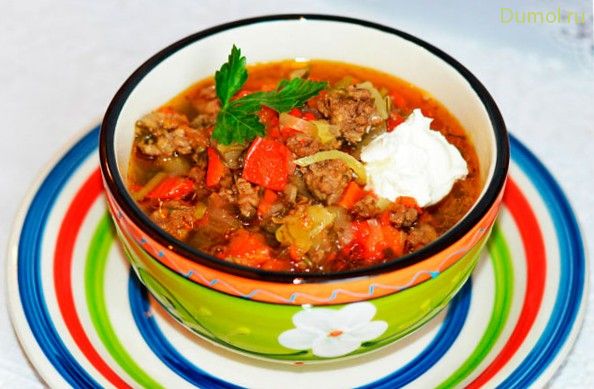 Суп «Чехословацкий» с мясным фаршем (чехословацкий, мясным, фаршем, капуста) Суп «Чехословацкий» с мясным фаршем