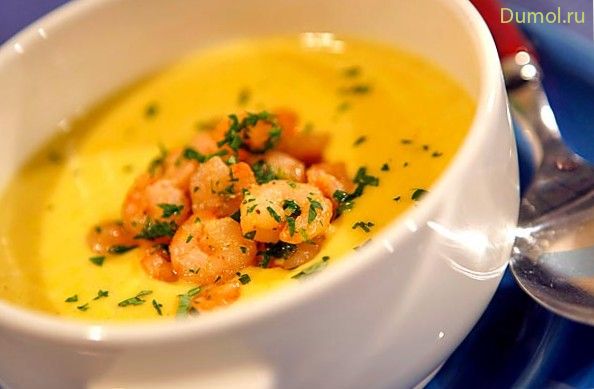 Суп-крем из кукурузы и креветок