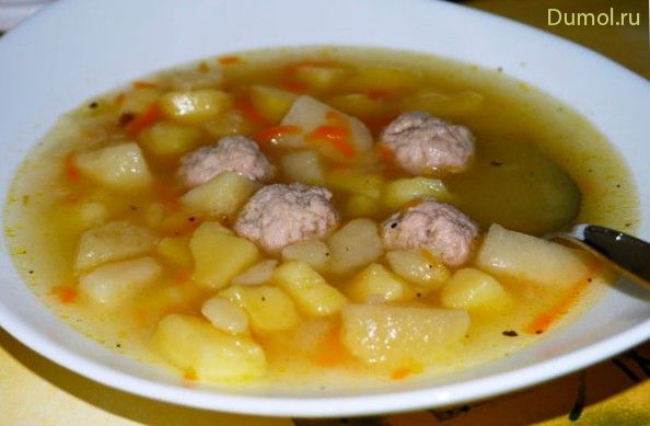 Суп с картофелем и мясными фрикадельками