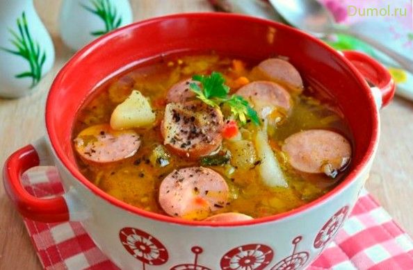Суп с картофелем и сосисками