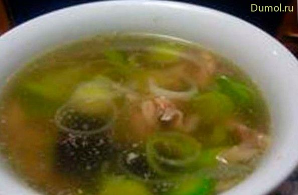 Суп с куриным сердцем и шпинатом