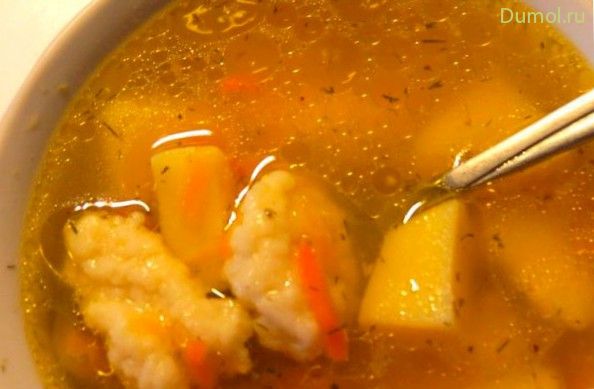 Суп с рисом и клецками из мяса