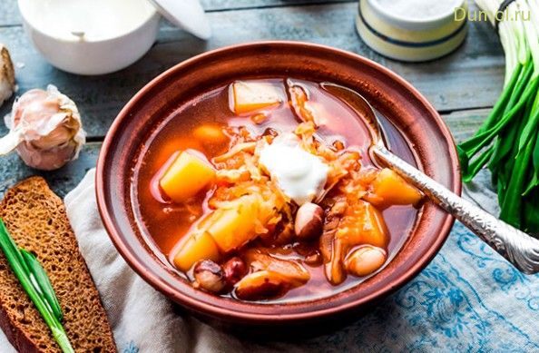 Суп с салом и чесноком