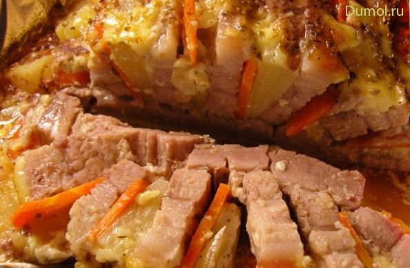 Свинина-книжка с морковью и ананасом