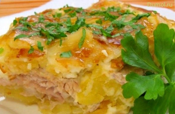 Свинина под картофелем в майонезе