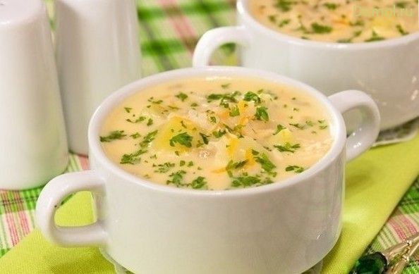 Сырный супчик с курицей и рисом