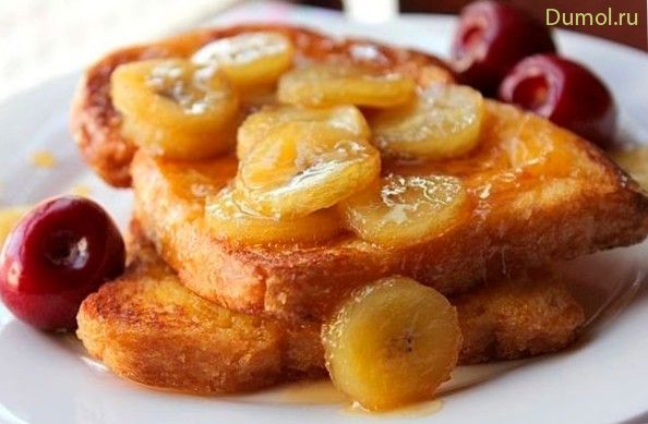Тосты с бананом и карамелью