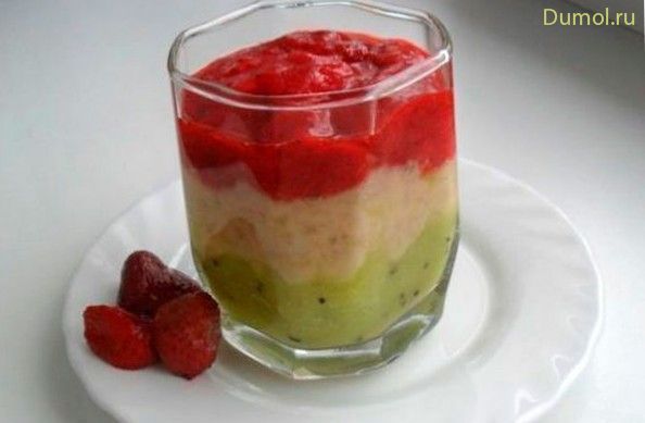 Трехслойный фруктово-ягодный мусс (трехслойный, фруктово-ягодный, киви) Трехслойный фруктово-ягодный мусс
