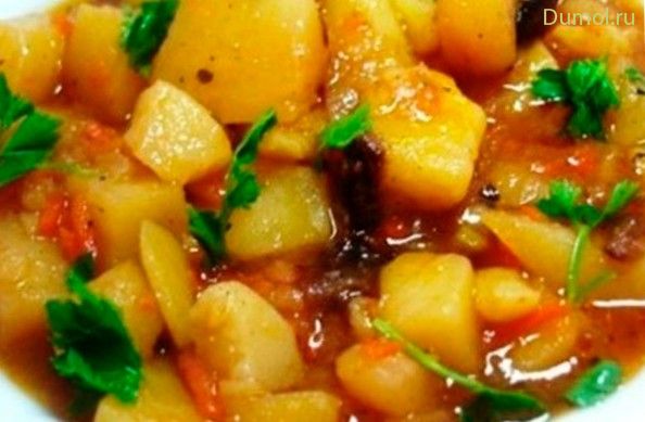 Тушенный картофель с мясом по-татарски (тушенный, картофель) Тушенный картофель с мясом по-татарски