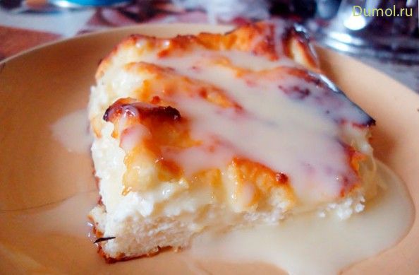 Творожная запеканка со сгущенкой и ванилью (творожная, запеканка, сгущенкой, творог) Творожная запеканка со сгущенкой и ванилью