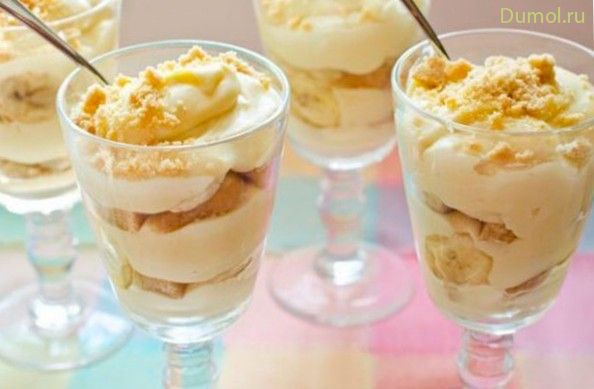 Творожный крем-десерт с бананом