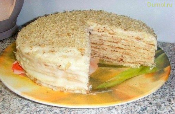 Творожный торт с орехами на сковороде