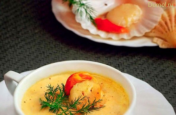 Уха с морскими гребешками