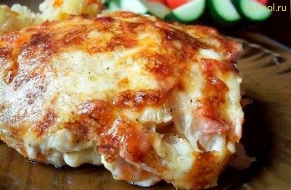 Запеченный с ветчиной картофель в сметане