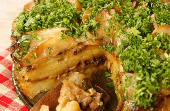 Запеканка из картофеля и шампиньонов и белых грибов
