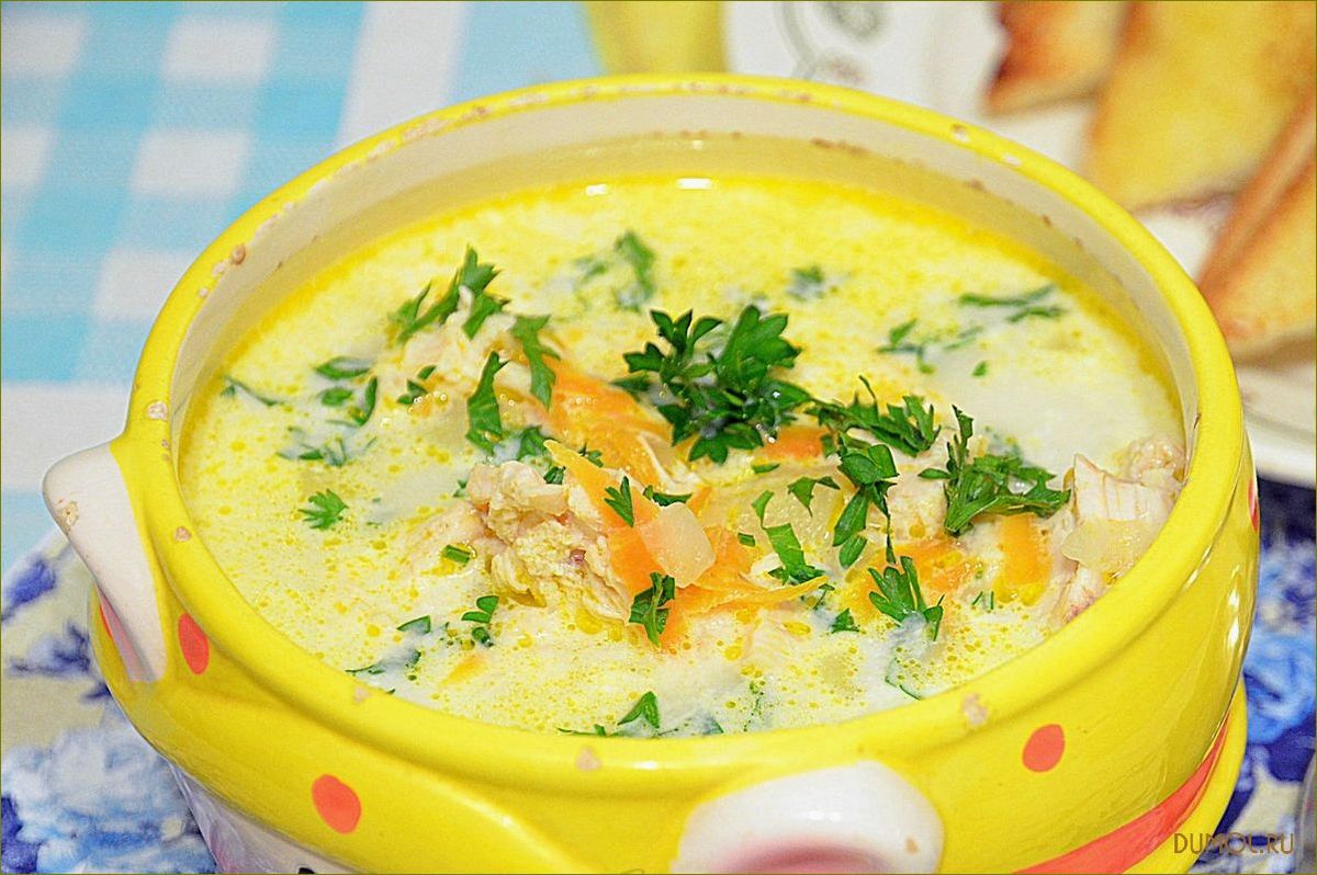Куриный суп с плавленым сыром на воде