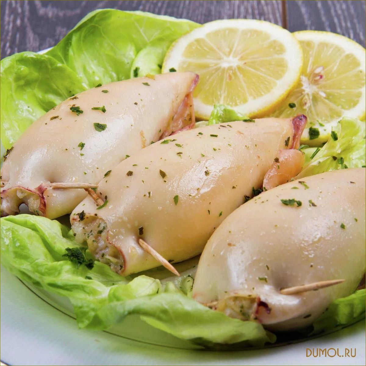 (фаршированные, кальмары, бычки) Фаршированные кальмары