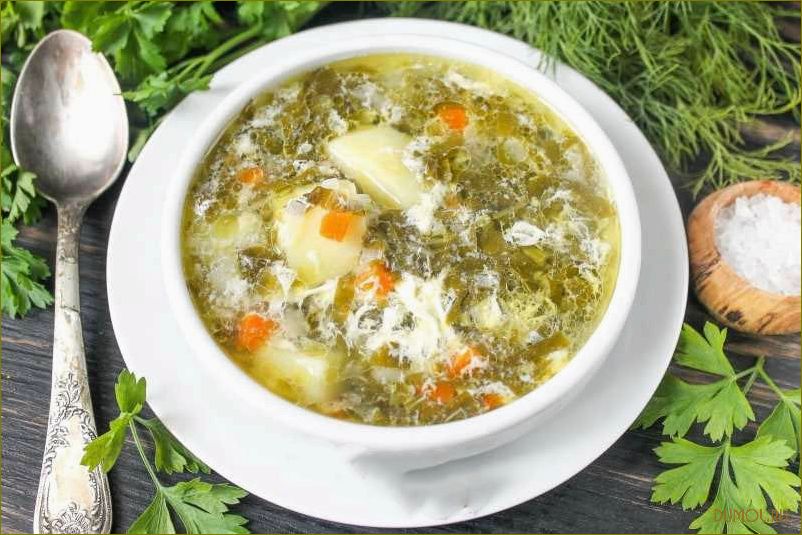 Щавелевый суп с мясом и яйцом