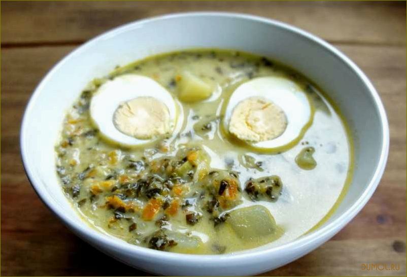 Щавелевый суп с яйцом и курицей
